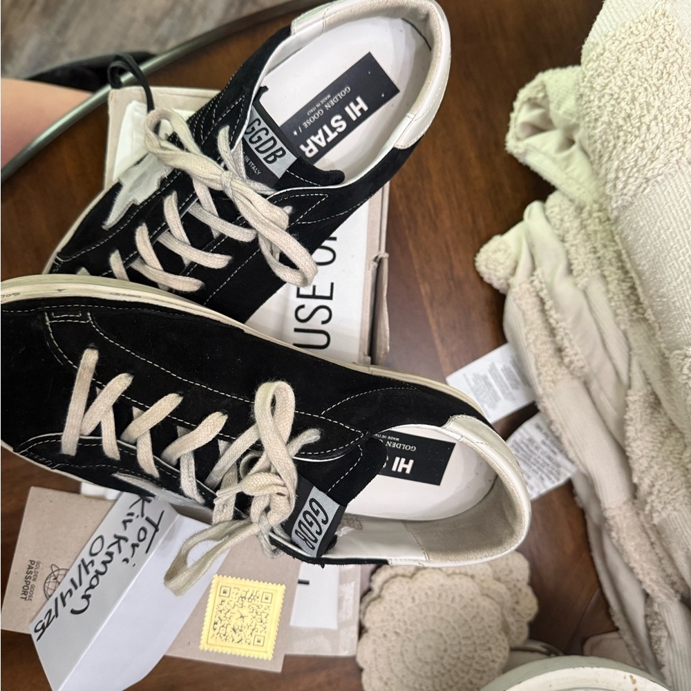 Golden Goose Black Suede Sneakers with Leather Star - Picture 4 of 11